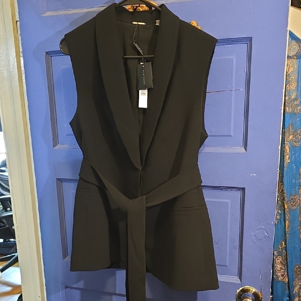NWT Elie Tahari Belted Tuxedo Black Vest